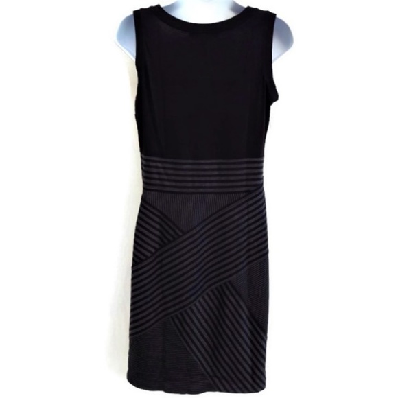 BCBGMaxAzria Dress Tank Side Zip Career Work Black Gray Jersey M - Picture 4 of 6